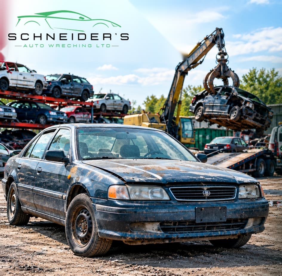 A typical scrap yard stack - Scrap Car Value Ontario